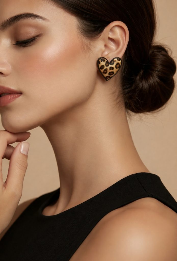 Σκουλαρίκια Leopard Heart Statement 🐆🤎