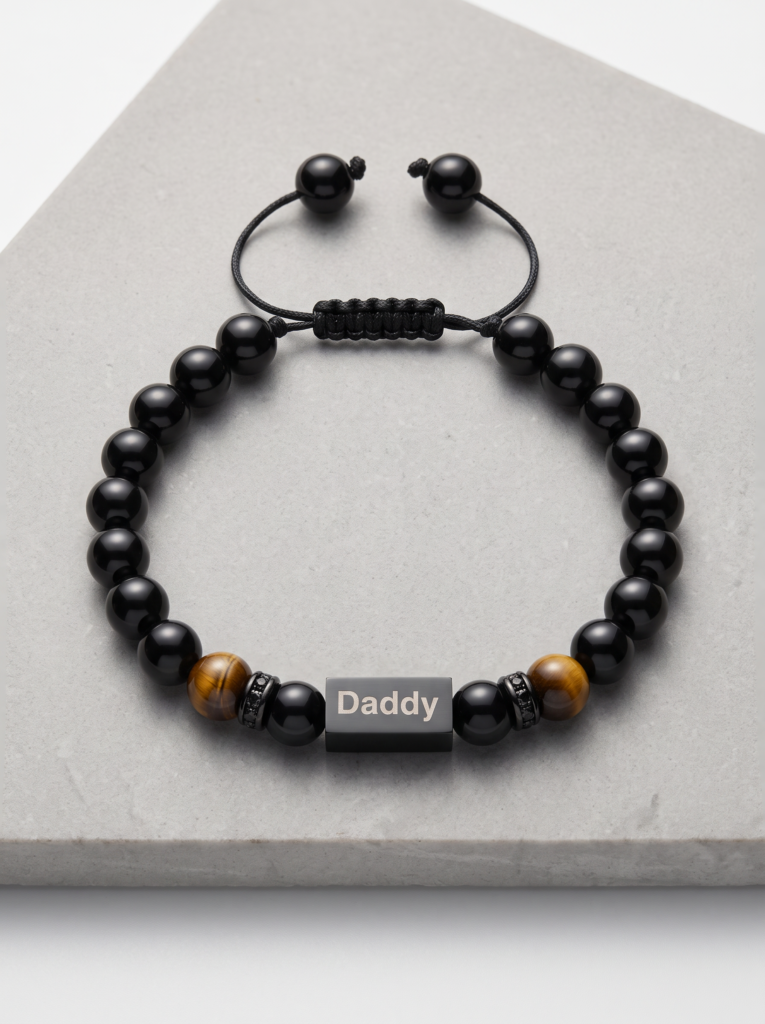 Ανδρικό βραχιόλι Daddy με όνυχα και tiger eye