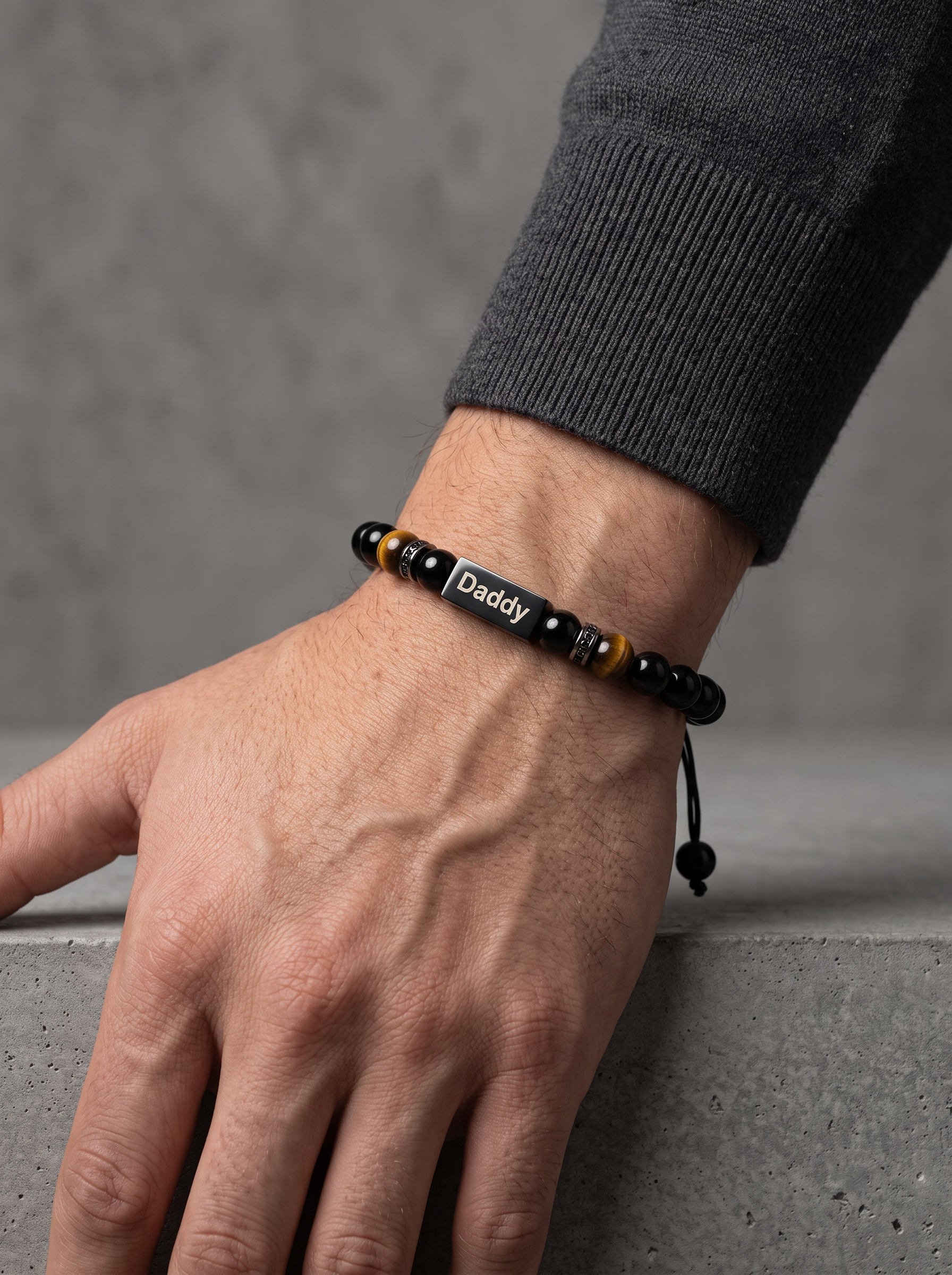 Ανδρικό βραχιόλι Daddy με όνυχα και tiger eye — φωτογραφία 2